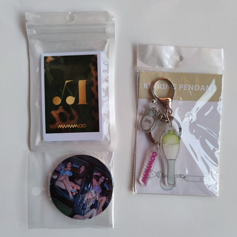 Kpop MAMAMOO SET of Lomo Card + Keychain + Pin Badge Button