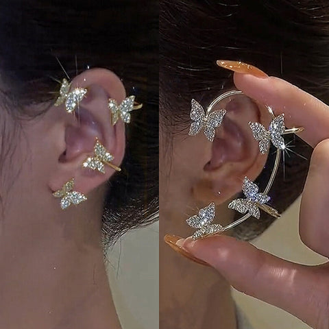 Kpop Shiny Zircon Butterfly Ear cuff