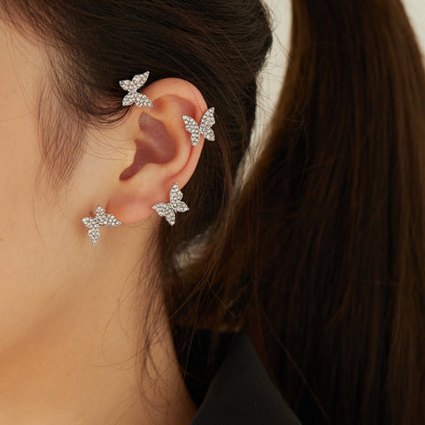 Kpop Shiny Zircon Butterfly Ear cuff